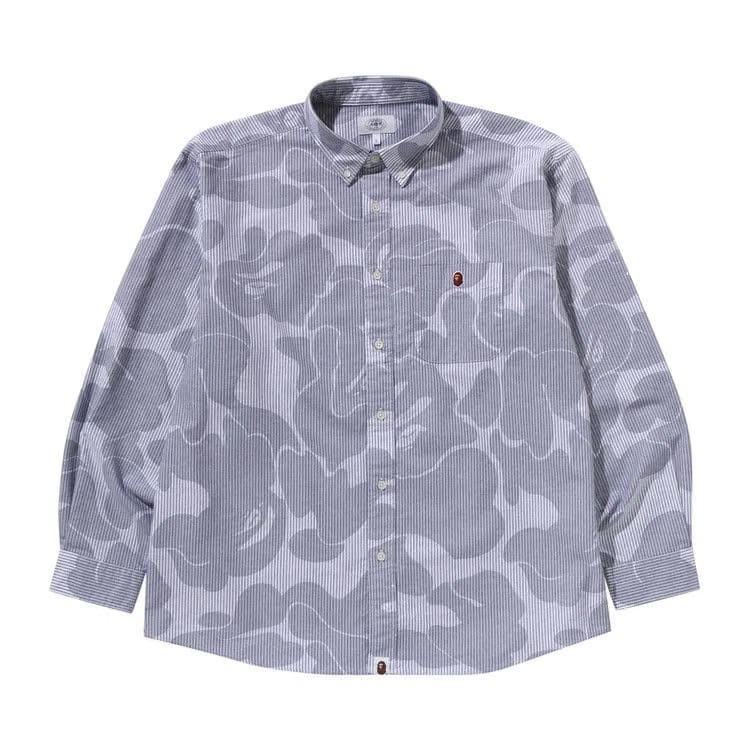 BAPE Stripe Camo Relaxed Fit Shirt Grey
