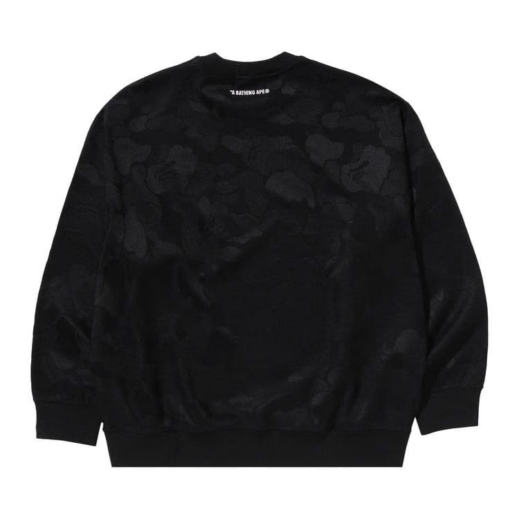 BAPE Solid Camo Jacquard One Point Relax Fit Crewneck Sweatshirt Black