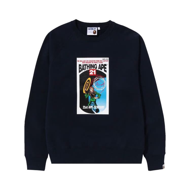 BAPE Bathing Ape Relaxed Fit Crewneck Navy