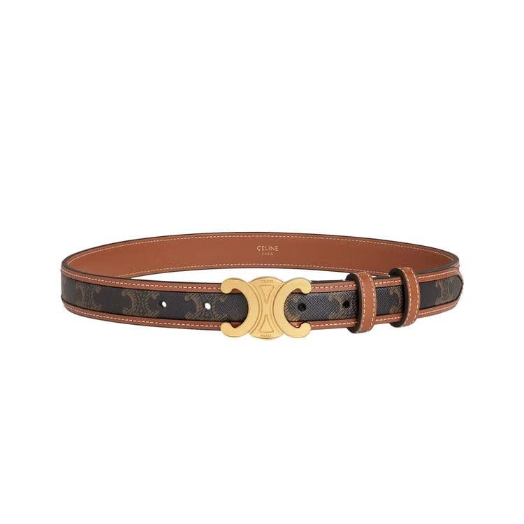 CELINE Triomphe Belt Tan
