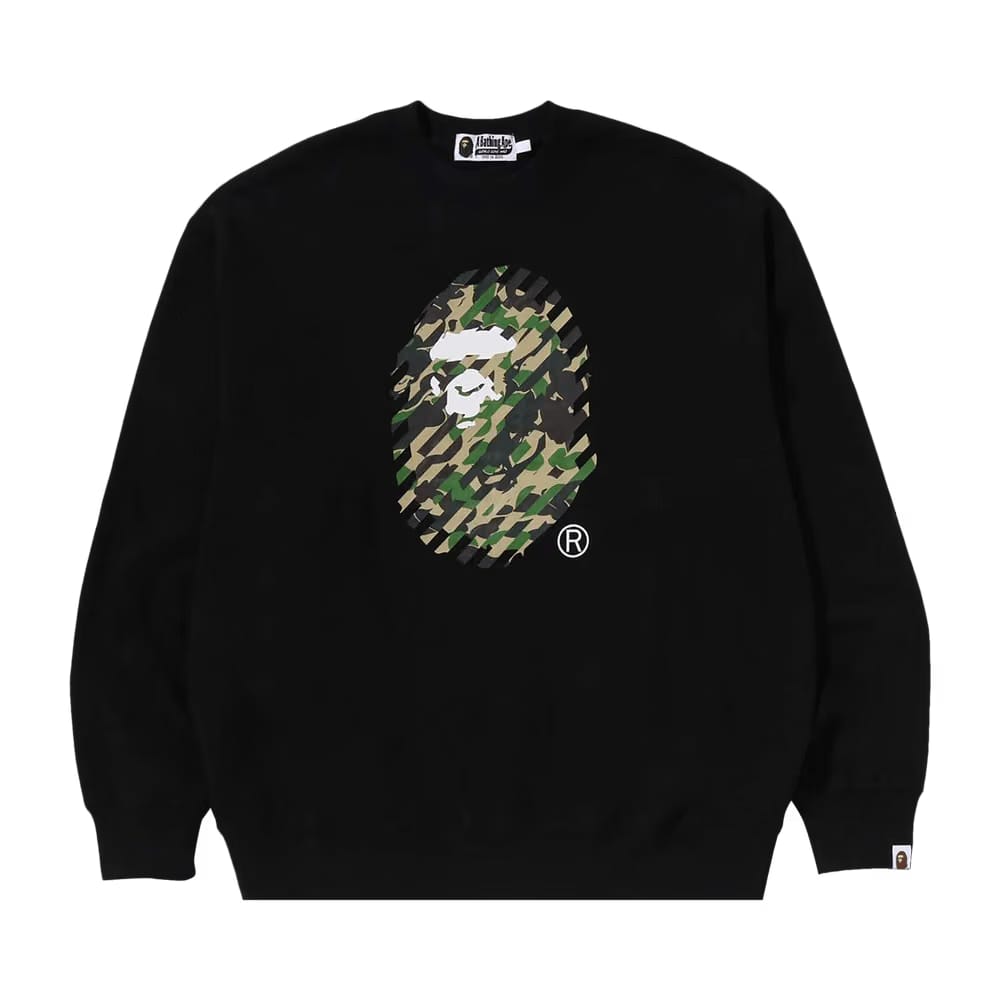 BAPE ABC Camo Ape Head Relaxed Fit Crewneck Sweatshirt Black