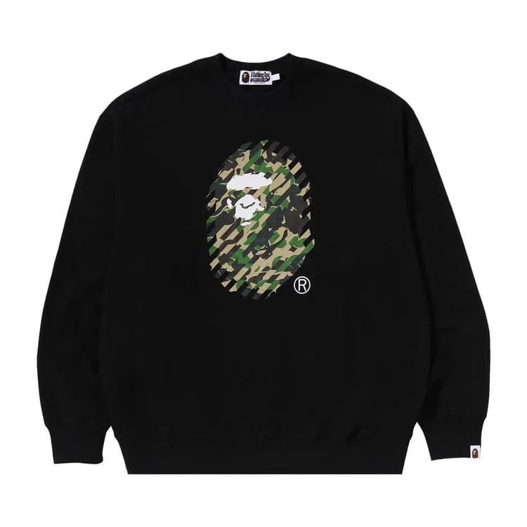 BAPE ABC Camo Ape Head Relaxed Fit Crewneck Sweatshirt Black