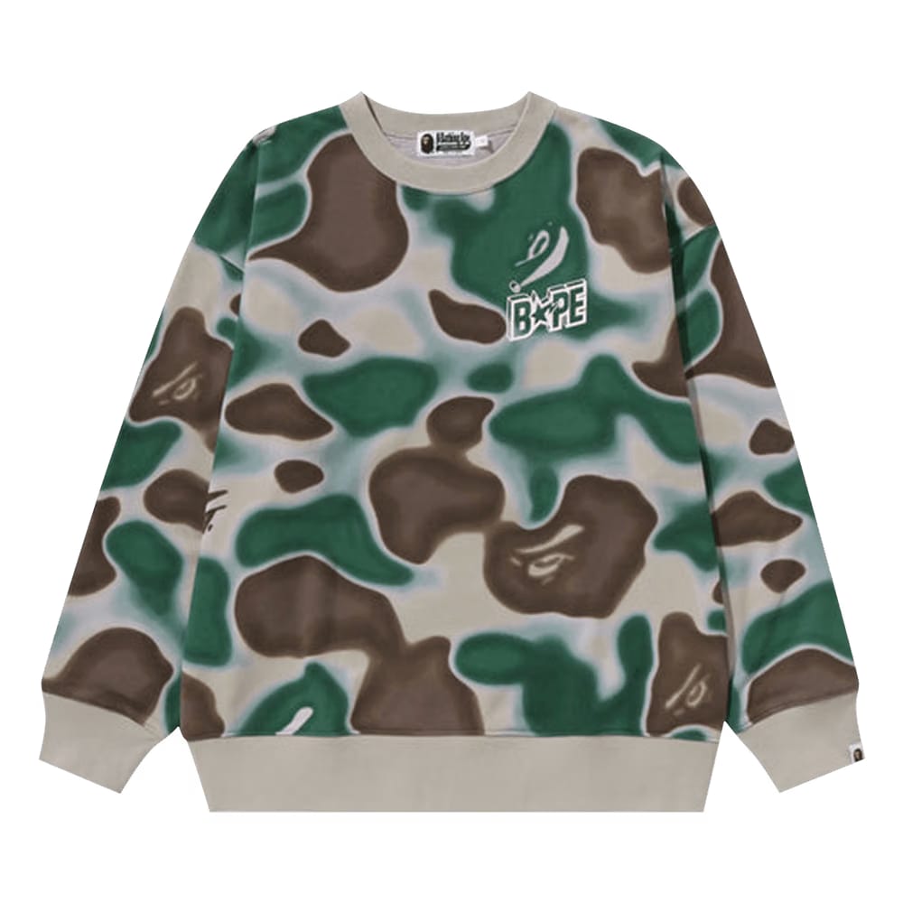 BAPE Liquid Camo Bape Sta Crewneck Sweater Olive Drab