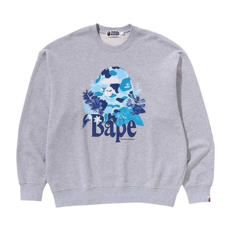 BAPE Floral Ape Head Crewneck Grey