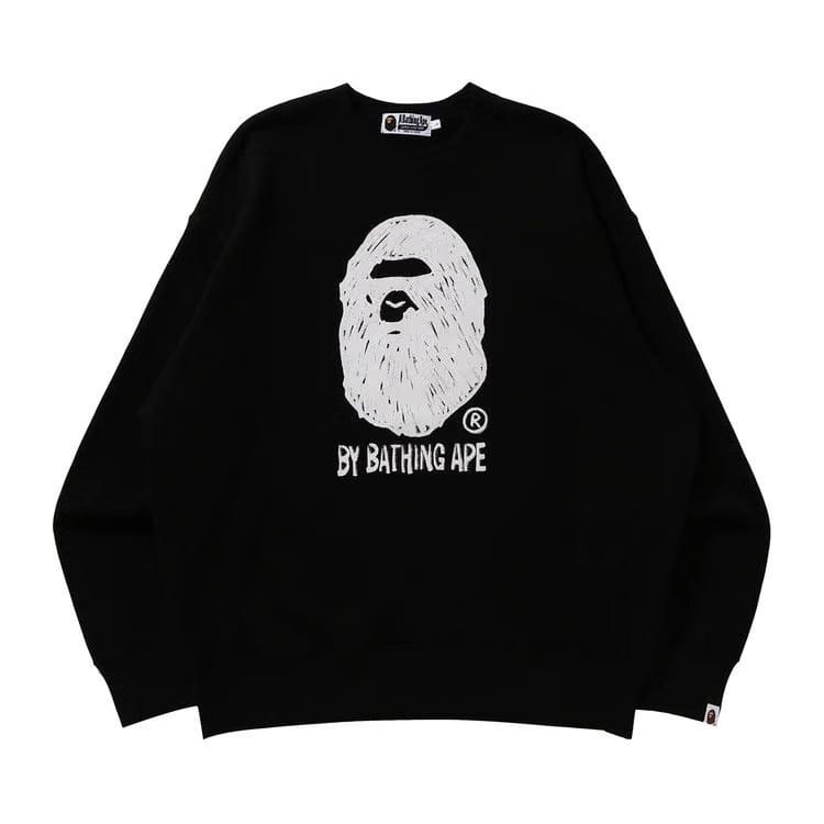 BAPE Hand Draw Ape Head Crewneck Black