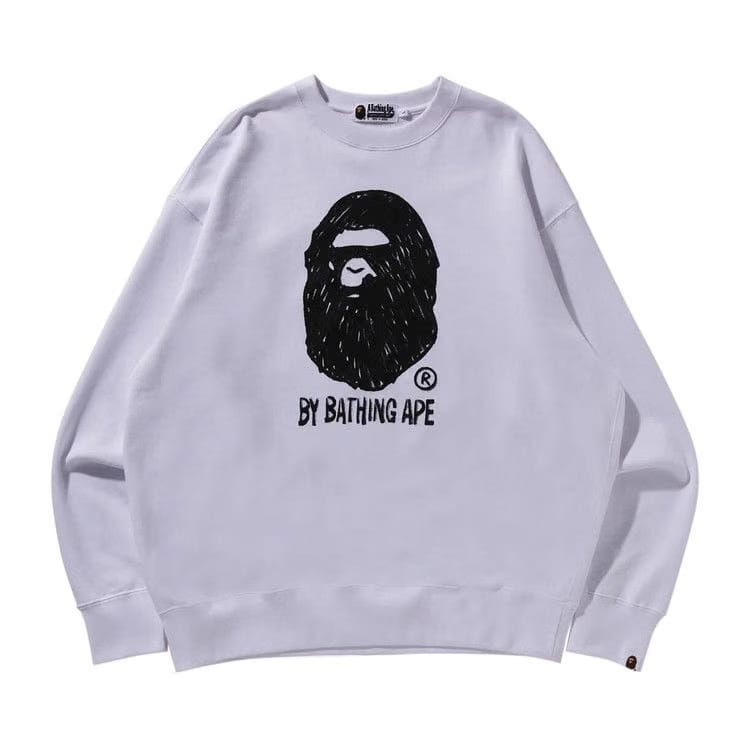 BAPE Hand Draw Ape Head Crewneck White