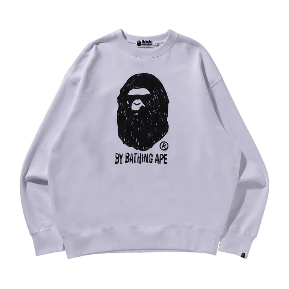 BAPE Hand Draw Ape Head Crewneck White