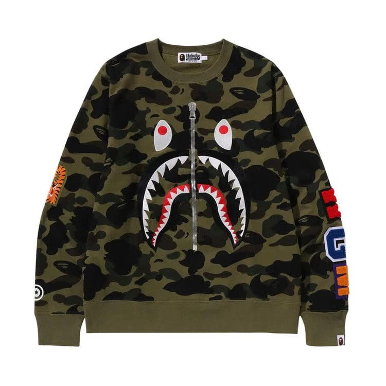 BAPE 1st Camo Shark Crewneck Green
