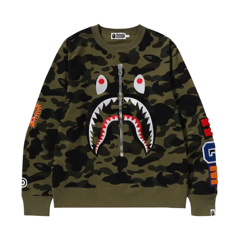 BAPE 1st Camo Shark Crewneck Green