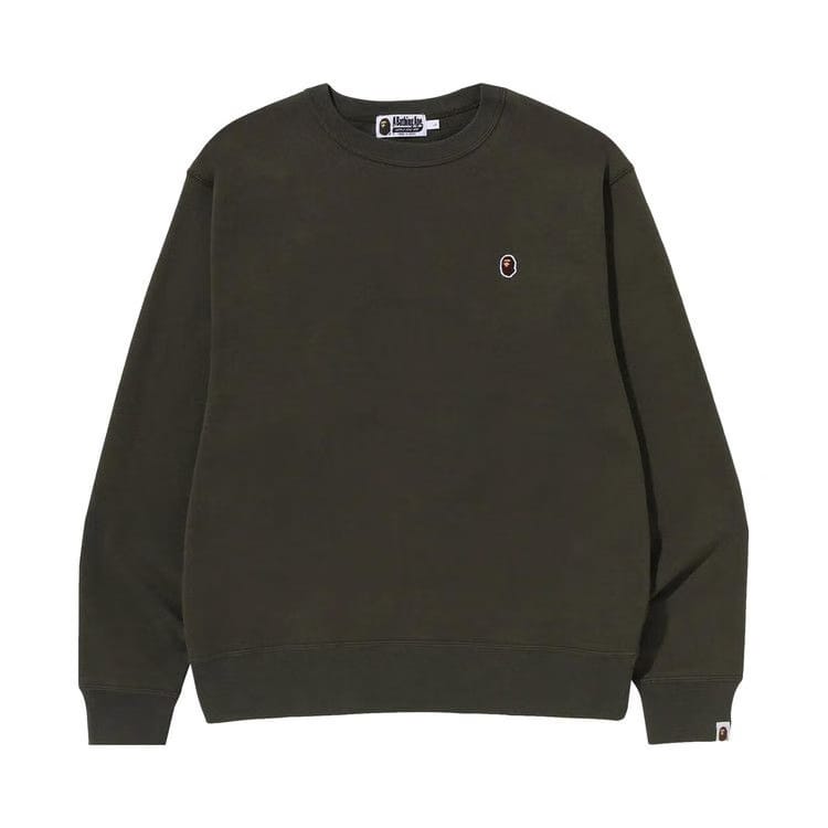 BAPE Ape Head One Point Relaxed Fit Crewneck Olivedrab