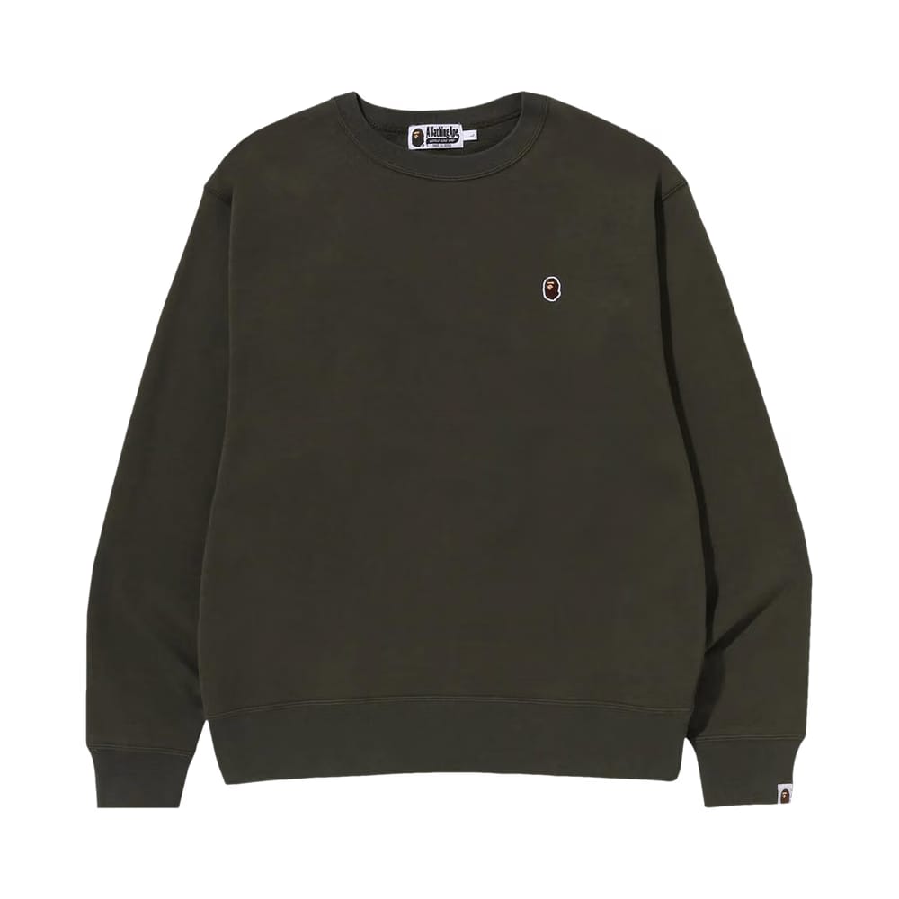 BAPE Ape Head One Point Relaxed Fit Crewneck Olivedrab