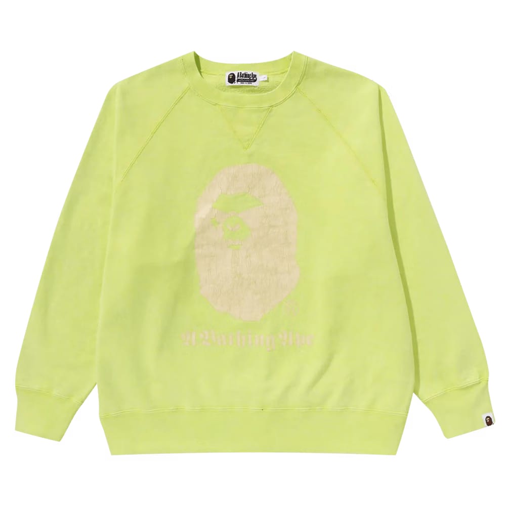 BAPE A Bathing Ape Overdye Relaxed Fit Crewneck Yellow