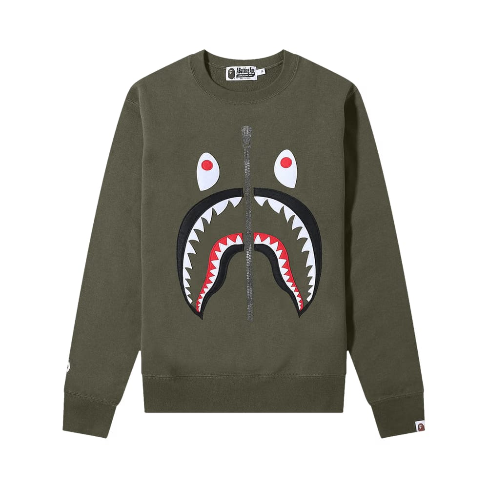 BAPE Patched Shark Crewneck Olive