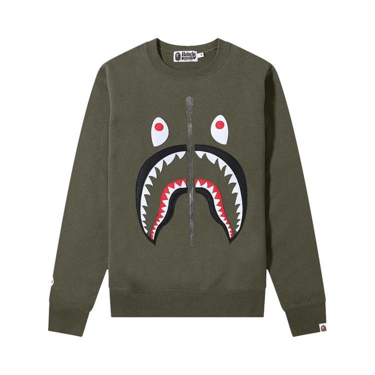 BAPE Patched Shark Crewneck Olive