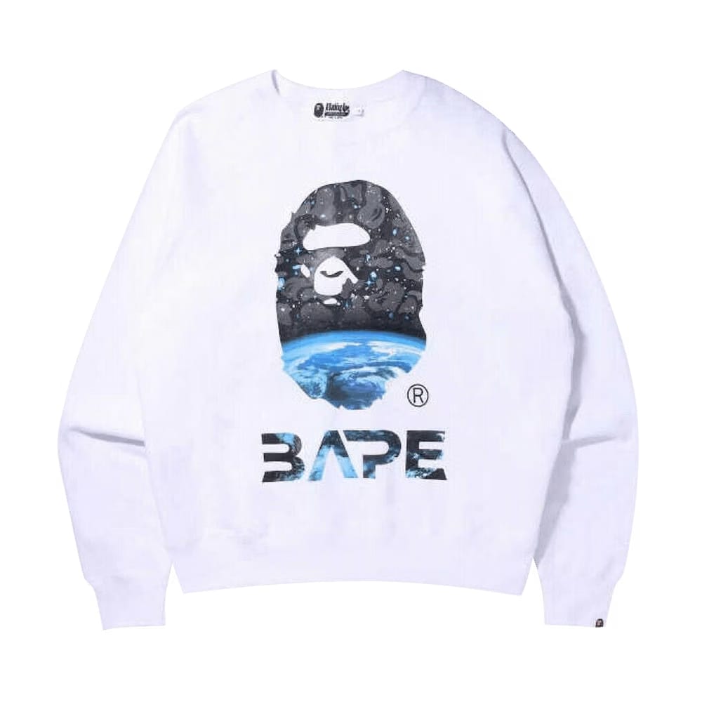 BAPE Space Camo Ape Head Loose Fit Crewneck White