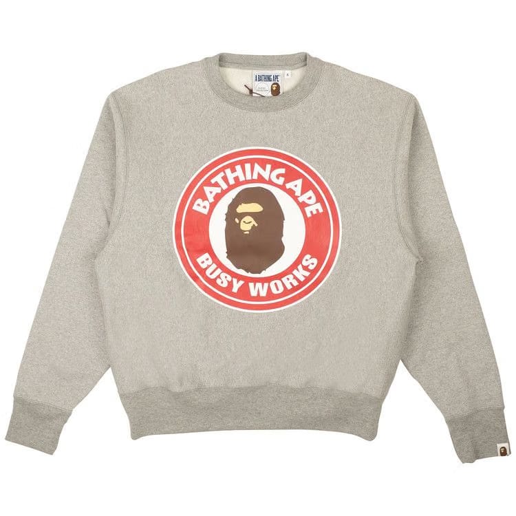 BAPE Classic Busy Works Crewneck Sweatshirt Heather Grey