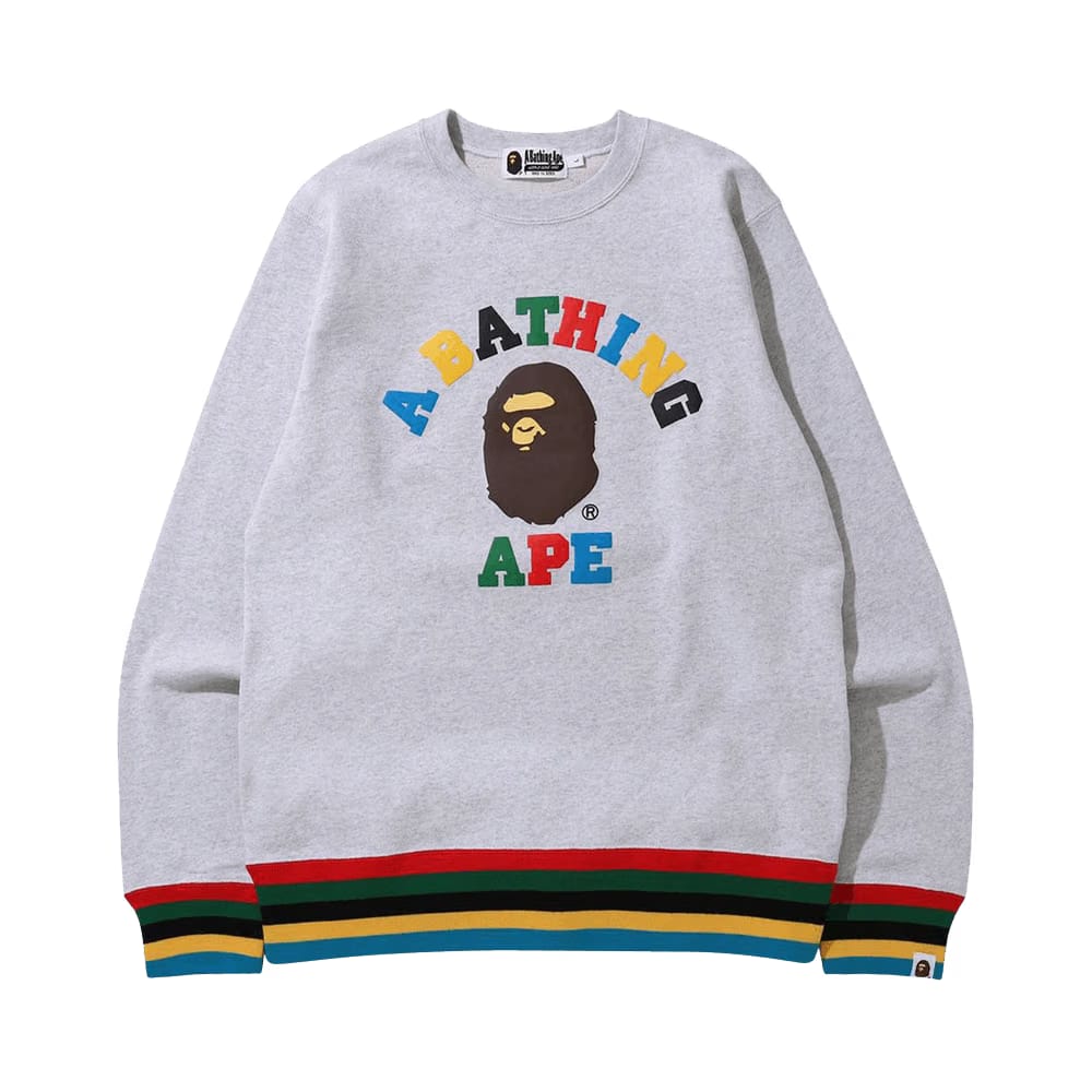 BAPE College Line Rib Crewneck Grey