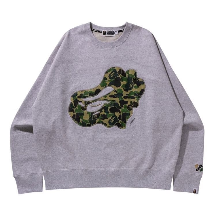 BAPE ABC Camo Patch Relaxed Fit Crewneck Grey