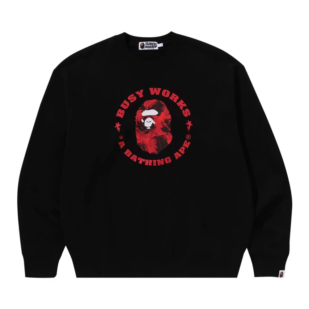 BAPE Floral Solid Camo Busy Works Relaxed Fit Crewneck Sweatshirt Black