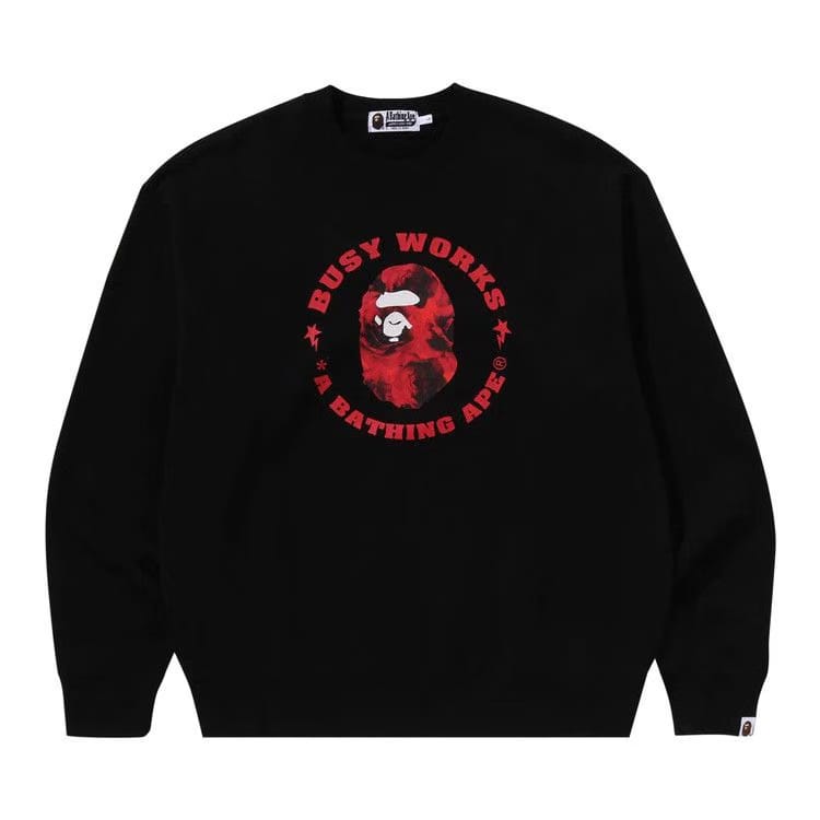 BAPE Floral Solid Camo Busy Works Relaxed Fit Crewneck Sweatshirt Black
