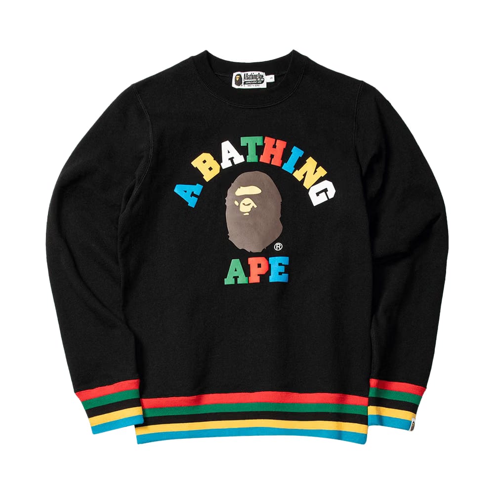 BAPE College Line Rib Crewneck Black