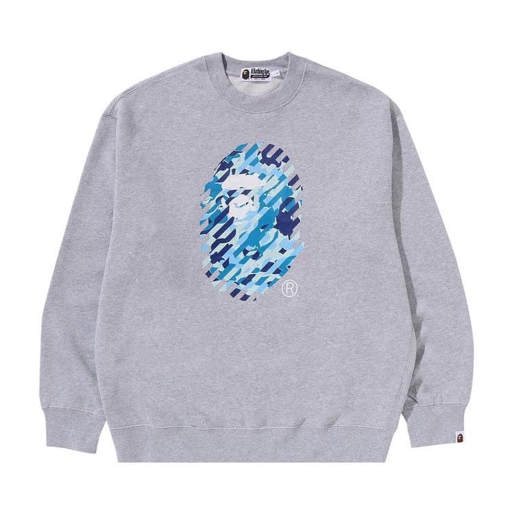 BAPE ABC Camo Ape Head Relaxed Fit Crewneck Sweatshirt Grey