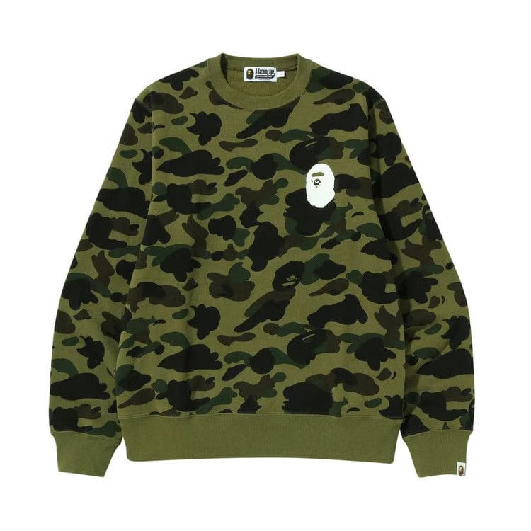 BAPE 1st Camo Ape Head Crewneck Green