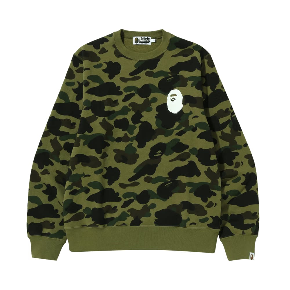 BAPE 1st Camo Ape Head Crewneck Green
