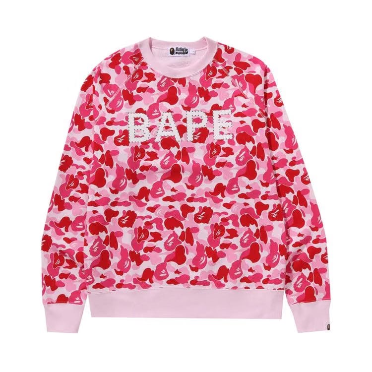 BAPE ABC Camo Crystal Stone Crewneck Pink