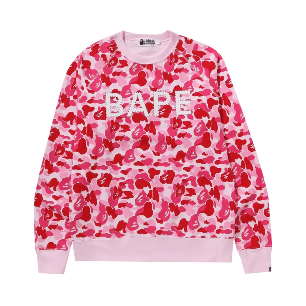 BAPE ABC Camo Crystal Stone Crewneck Pink