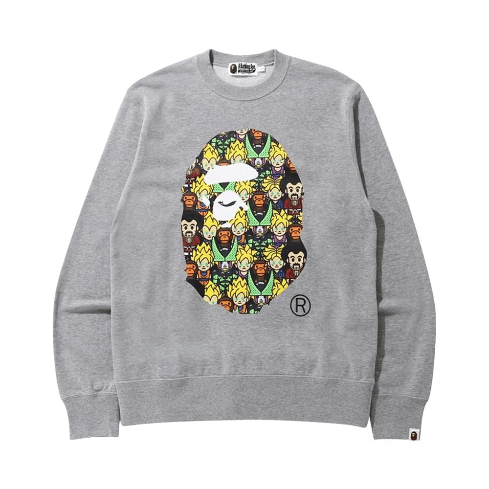 BAPE x Dragon Ball Z Baby Milo Big Ape Head Crewneck Grey