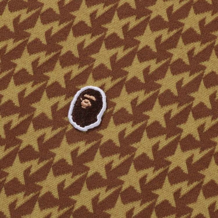 BAPE Sta Houndstooth Jacquard Relaxed Fit Crewneck Sweatshirt Brown