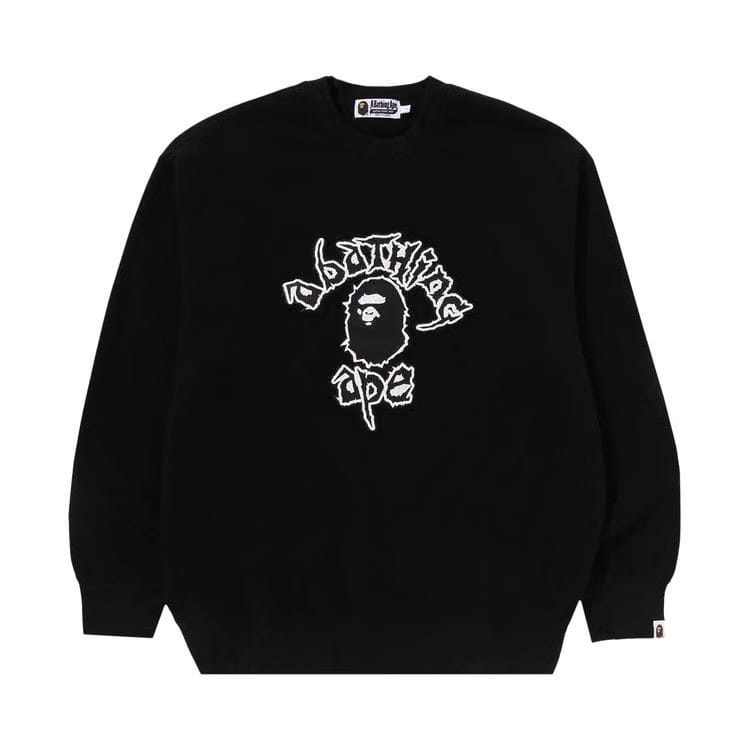 BAPE Mad Ape College Heavy Washed Crewneck Black