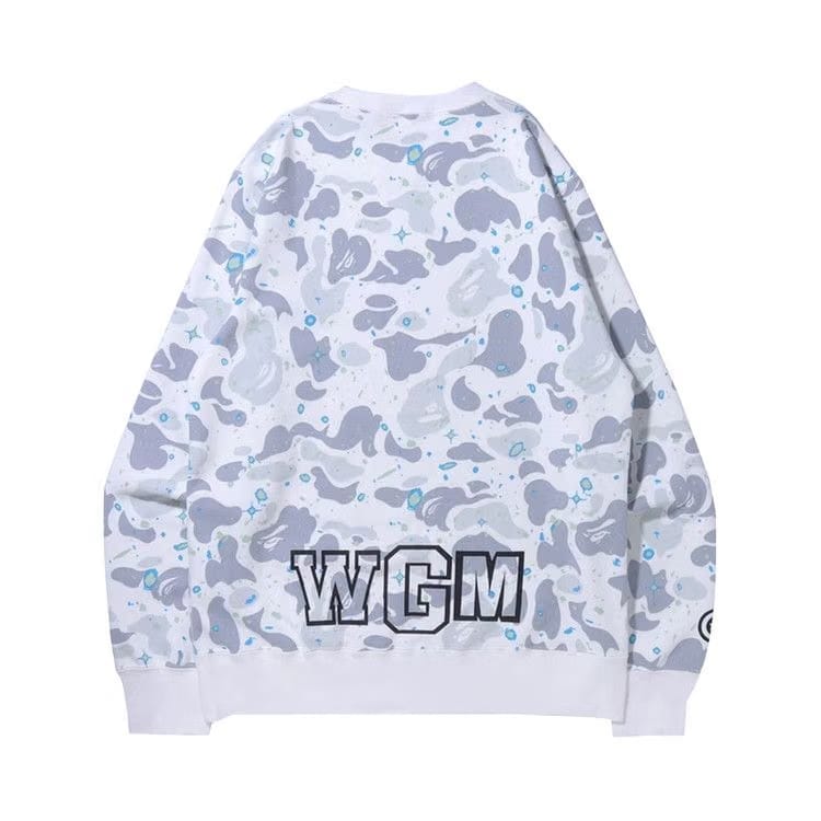BAPE Space Camo Shark Crewneck White