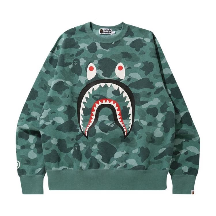 BAPE Color Camo Shark Relaxed Fit Crewneck Green