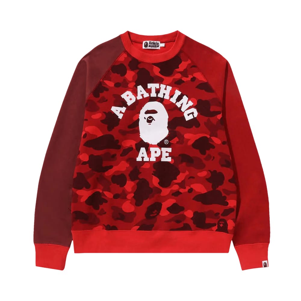 BAPE Color Camo College Crewneck Red