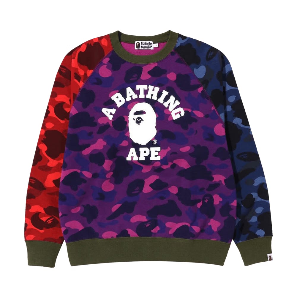 BAPE Crazy Camo Relaxed Fit College Crewneck Multicolor