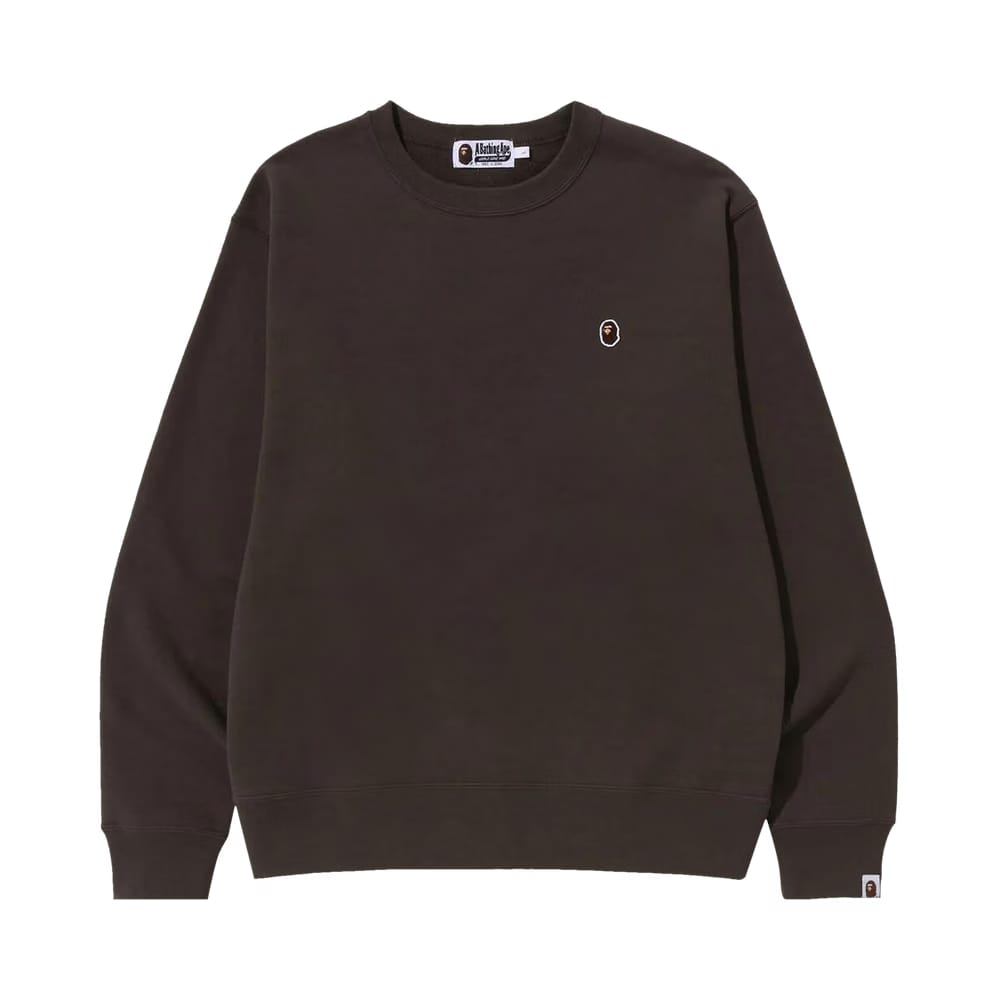 BAPE Ape Head One Point Relaxed Fit Crewneck Brown