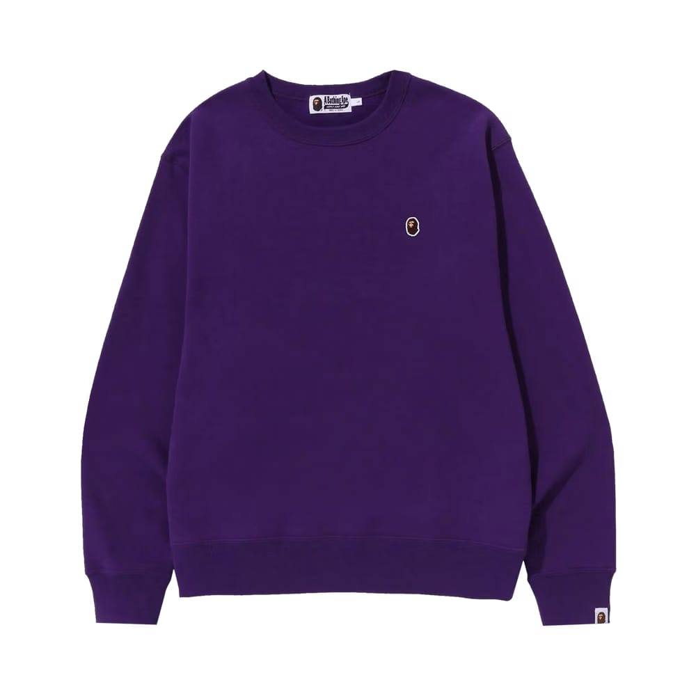 BAPE Ape Head One Point Relaxed Fit Crewneck Purple