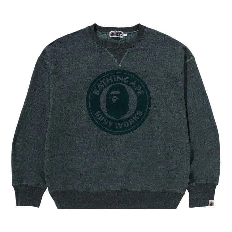 BAPE Over Dye Busy Works Relaxed Fit Crewneck Sweatshirt Green