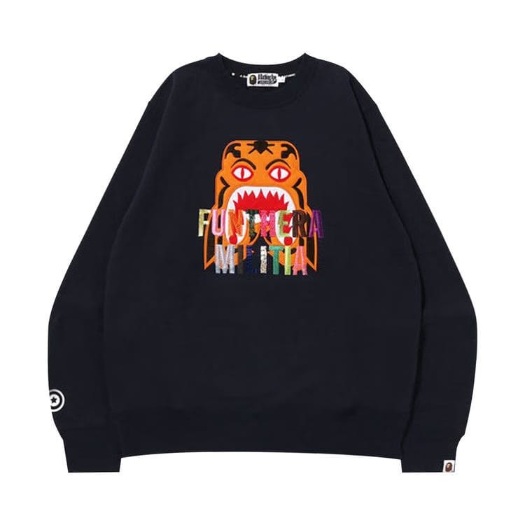 BAPE Tiger Embroidery Crewneck Navy