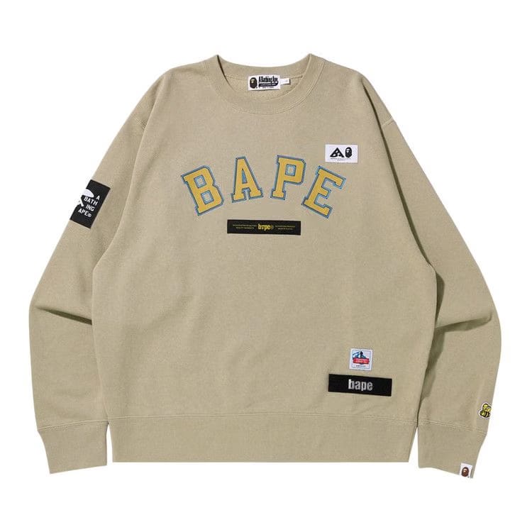 BAPE Multi Label Relaxed Fit Crewneck Beige