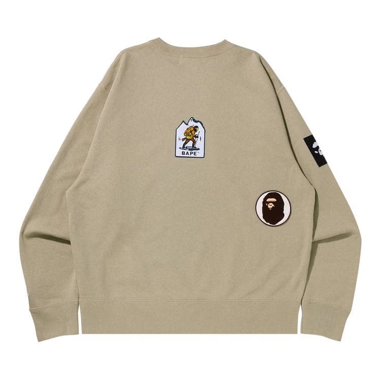 BAPE Multi Label Relaxed Fit Crewneck Beige