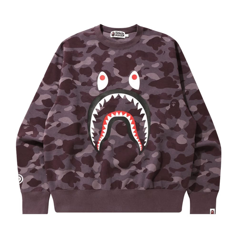 BAPE Color Camo Shark Relaxed Fit Crewneck Burgundy