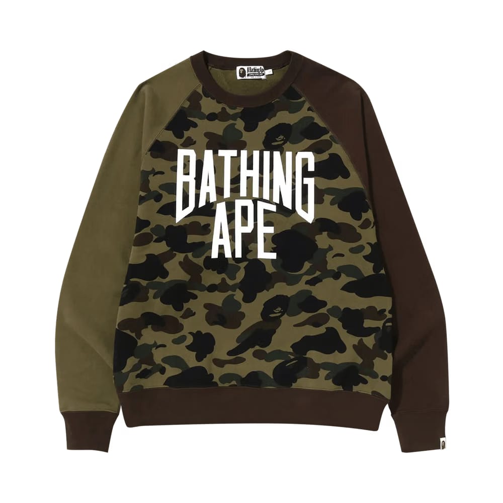 BAPE 1st Camo Crazy Bathing Ape Relaxed Fit Crewneck Green