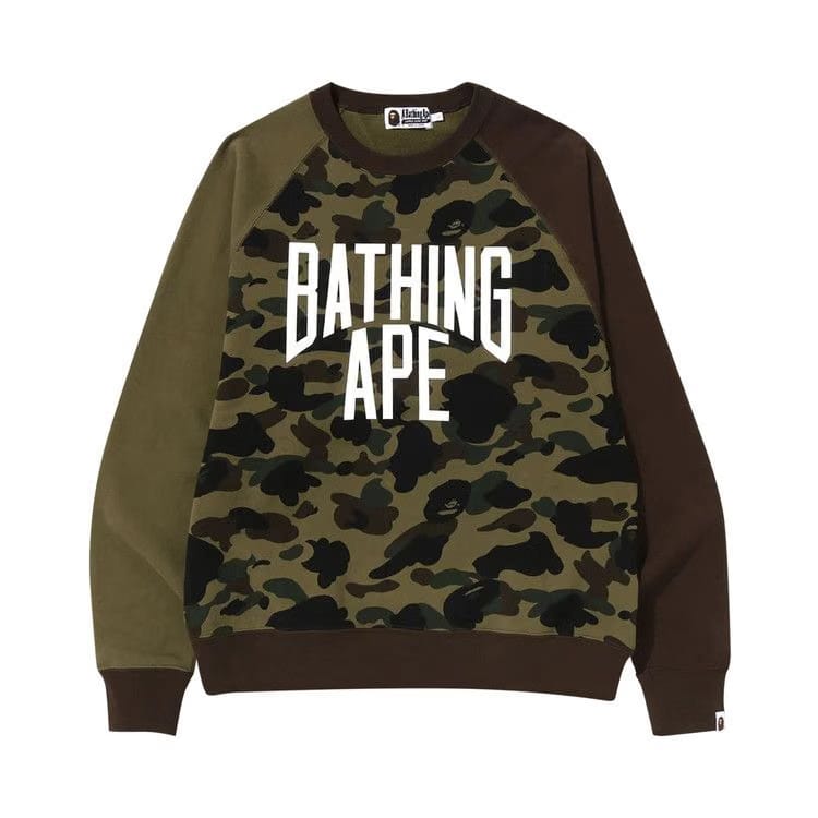 BAPE 1st Camo Crazy Bathing Ape Relaxed Fit Crewneck Green
