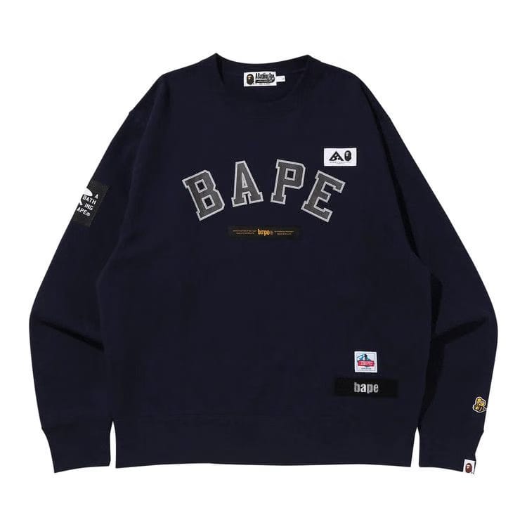 BAPE Multi Label Relaxed Fit Crewneck Navy