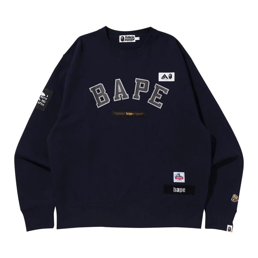 BAPE Multi Label Relaxed Fit Crewneck Navy