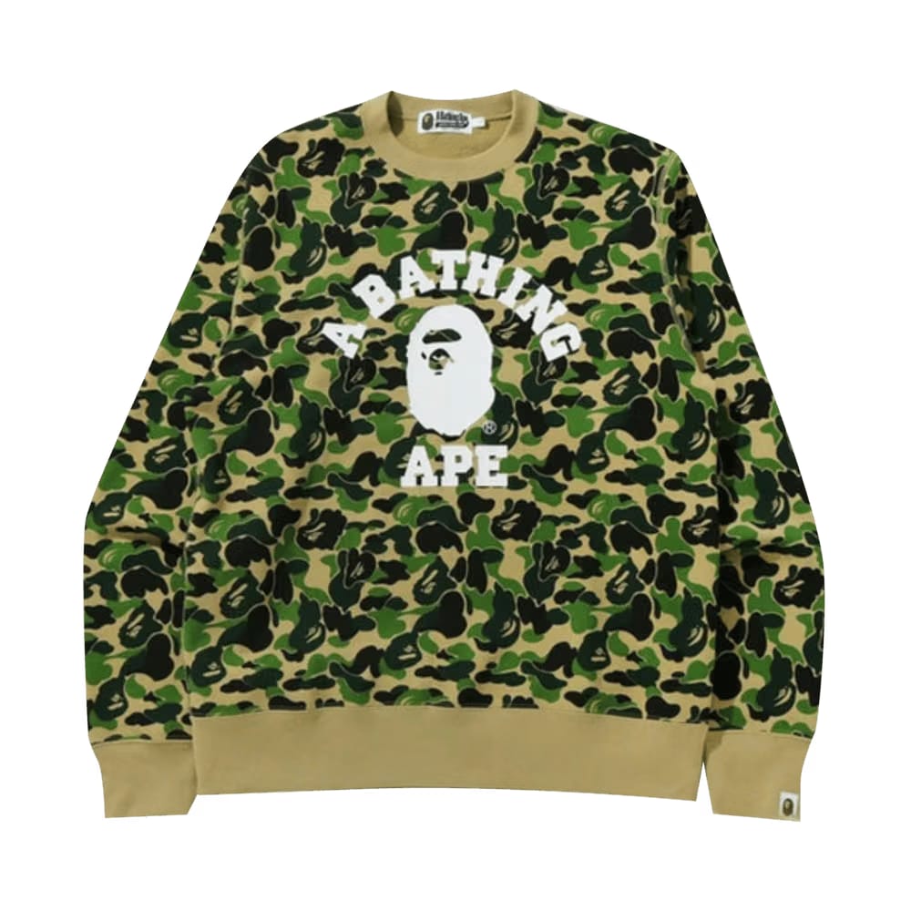 BAPE ABC Camo College Wide Crewneck Green
