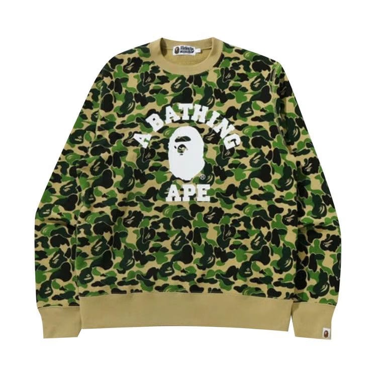 BAPE ABC Camo College Wide Crewneck Green